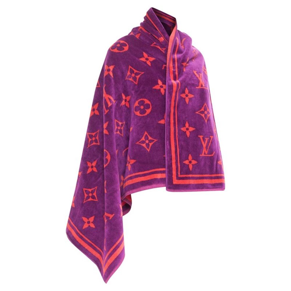 LOUIS VUITTON Vuittamins pink purple cotton LV monogram beach towel - Picture 4 of 10
